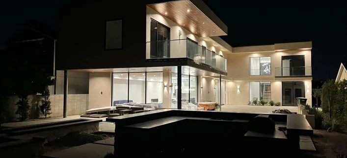 Custom home exterior lighting